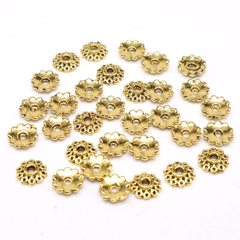 100 / 200 Pcs Manik-Manik Spacer Bahan Alloy Motif Bunga Ukuran 5mm