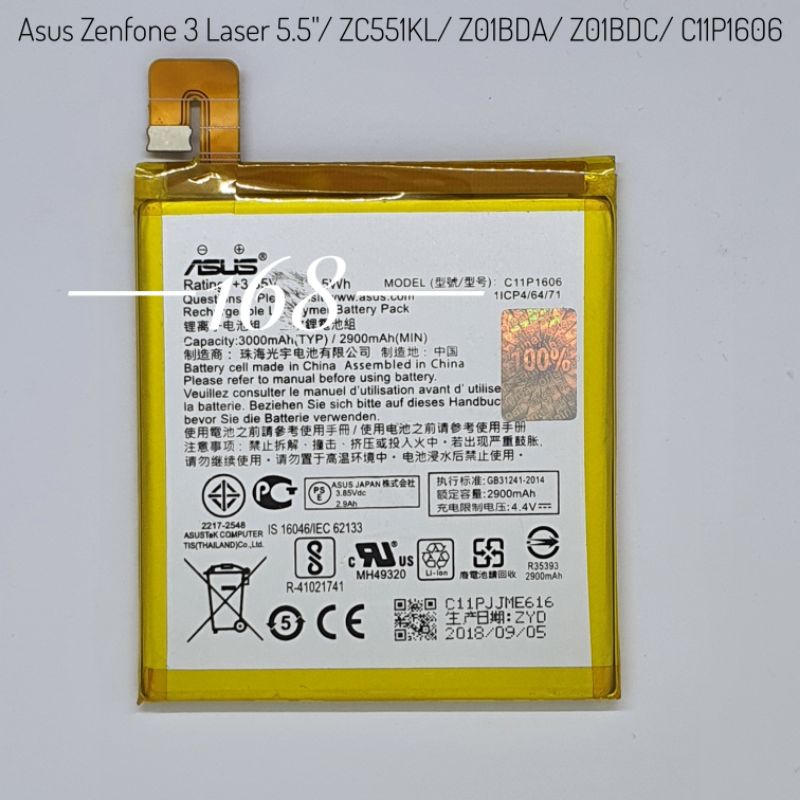 Baterai Batre Batere Asus Zenfone 3 Laser 5.5 inch ZC551KL Z01BDA Z01BDC C11P1606 Original Battery