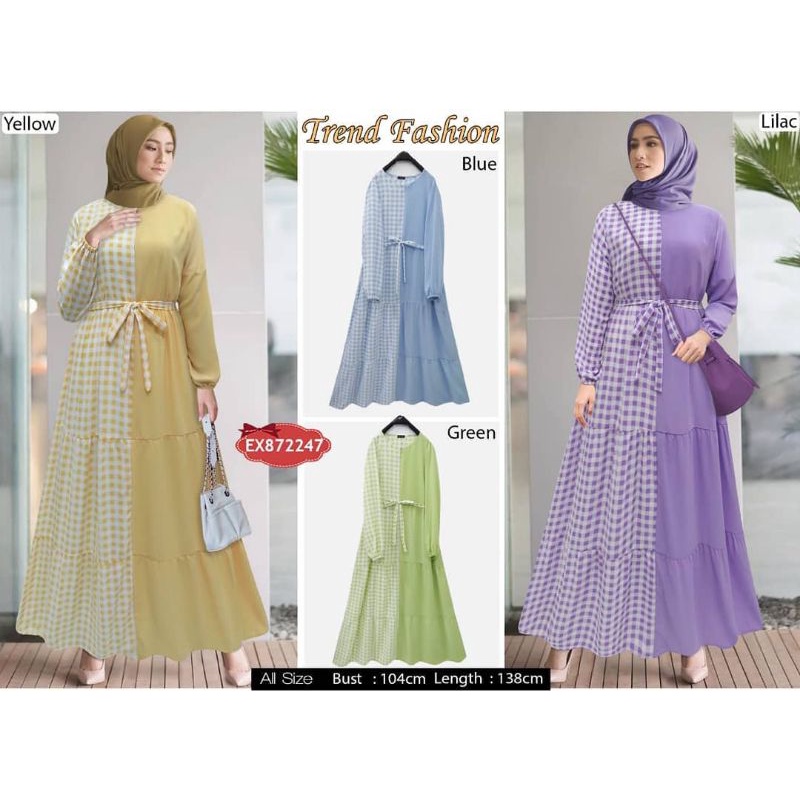 Gamis Extu Motif Kotak