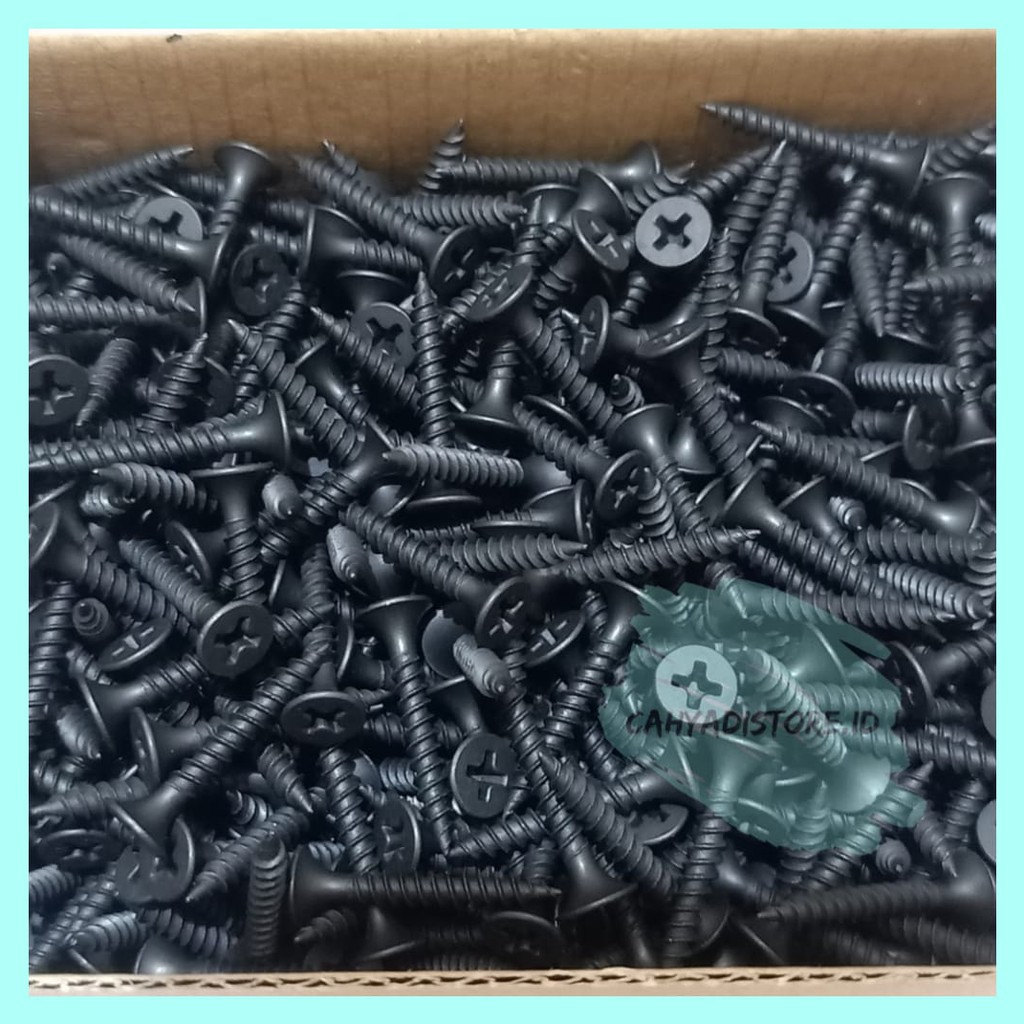[Isi 50 pcs] Paku Gypsum/Sekrup Gypsum/Fix Drywall hitam 6 x 1 inch-2