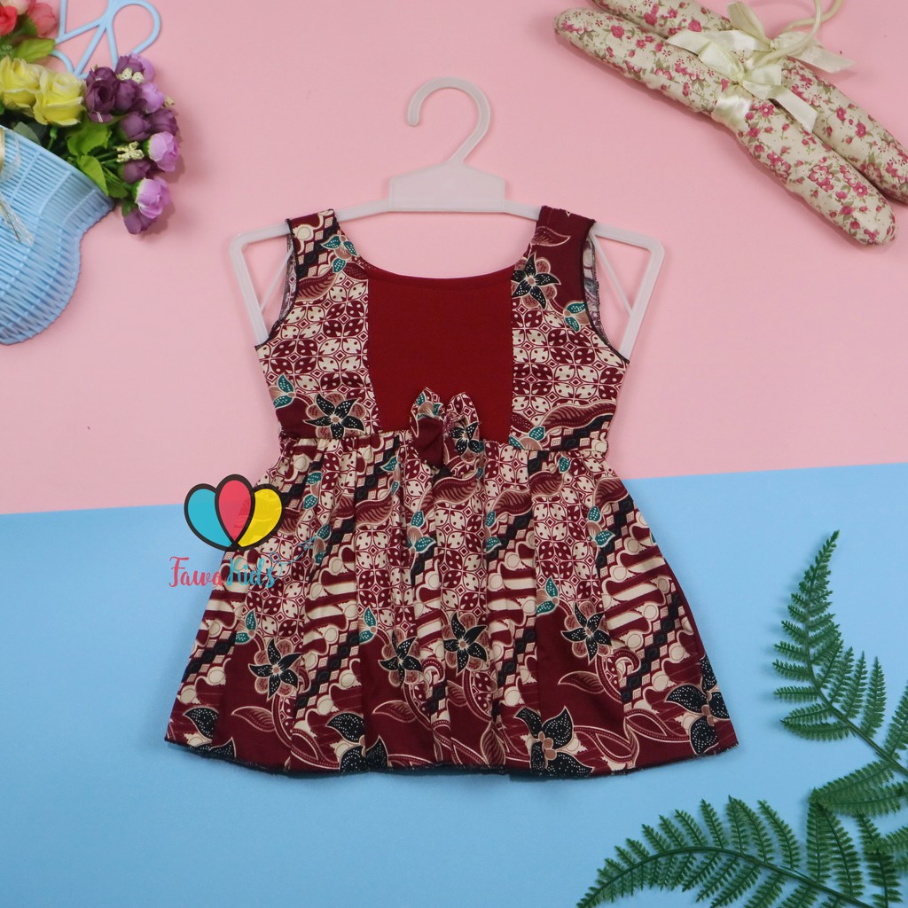 Dress Marsha Uk Bayi 3-6 Bulan / Dres Batik Baby New Born Perempuan Baju Gaun Tenun Bahan Adem Cewek