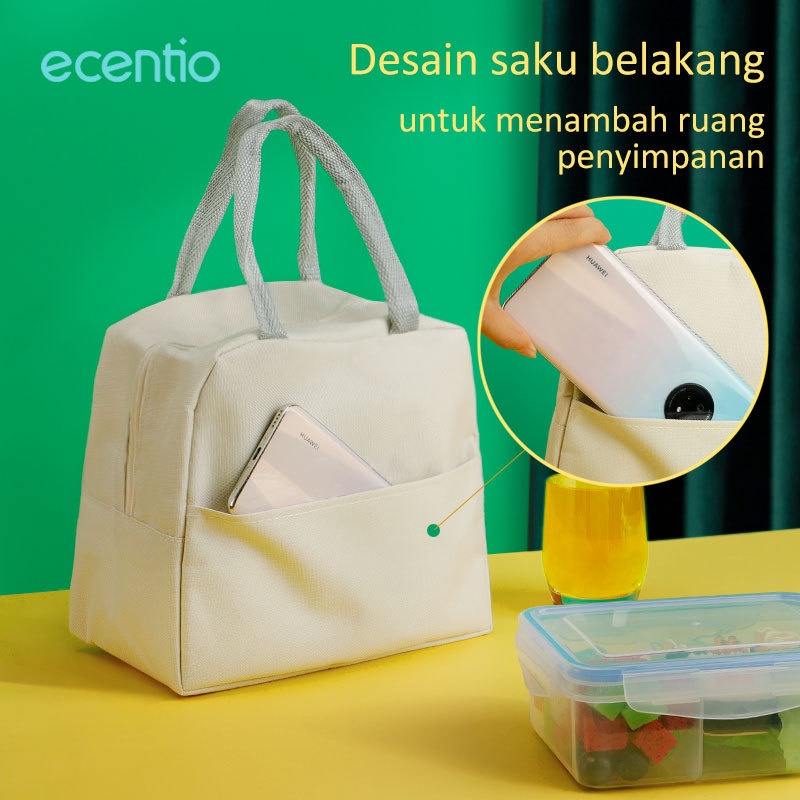 ecentio tas bekal  Lunch Bag /Lunch bag Cooler Bag Tas Bekal Makan Siang /tas makan kapasitas besar