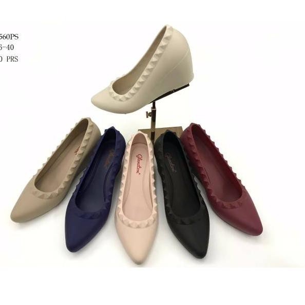 Bagus Banget.. Glanzton L560PS Sepatu Jelly Dof Duri Wedges