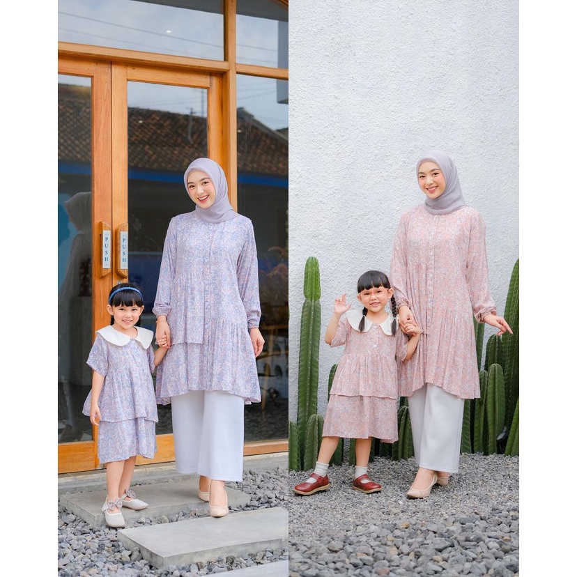 Bbckidswear - Azkia Couple Ibu dan Anak Baju Vintage Dress Tunik Gamis