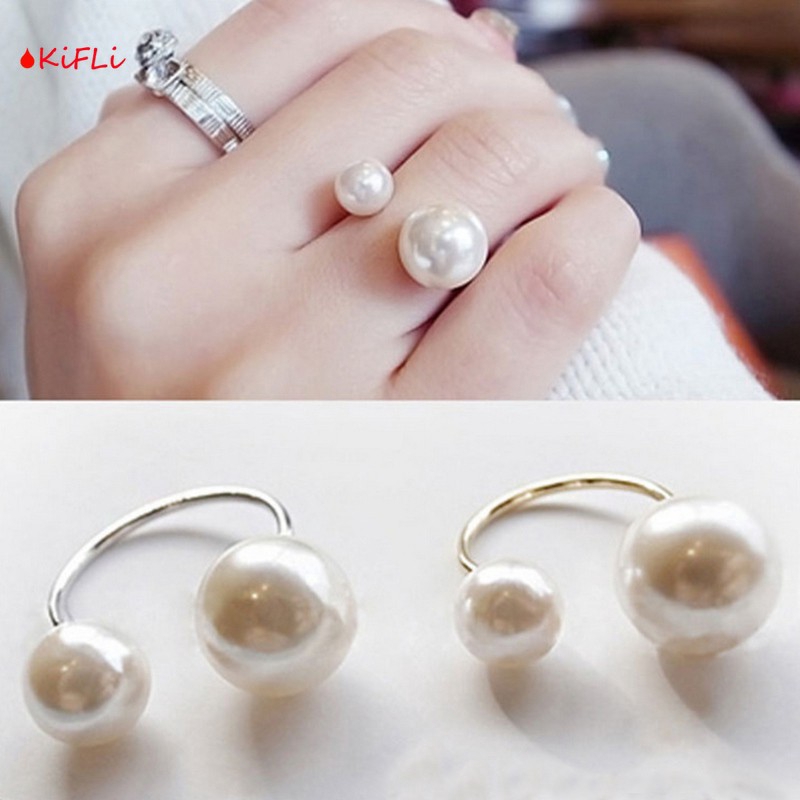 Cincin OPENING,Ring Adjustable Hias Mutiara Imitasi,Untuk Wanita Adjustable Finger Ring