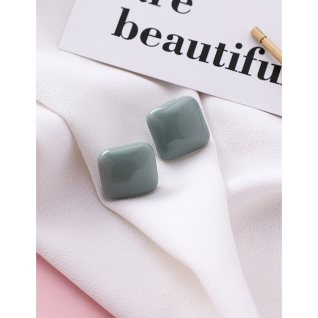 LRC Anting Tusuk Fashion Acrylic Mosaic Square Stud Earrings F5484X