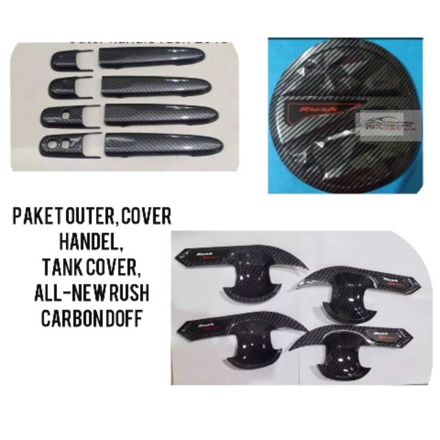 Paket outer dan cover handel plus tank cover allnew rush carbon glossy