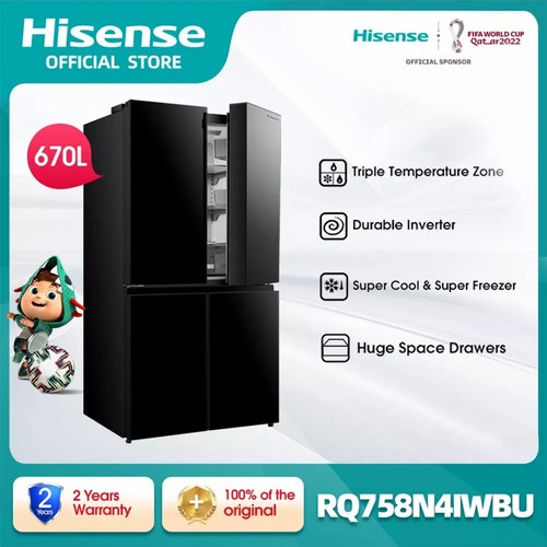 Jual Hisense Refrigerator Kulkas 4 Pintu Kapasitas 670L RQ758N4IWBU