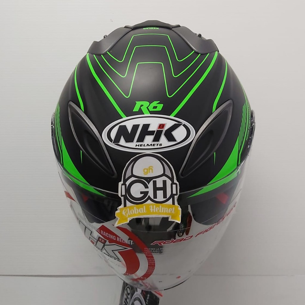 HELM HALF FACE NHK R6 R-6 MOTIF AIRFIT BLACK DOFF GREEN