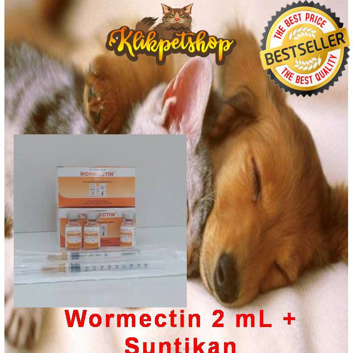 Wormectin 2  Ml Obat Skabies Gudik Gatal Kelinci Kucing Anjing dan Bonus Suntikan 1 buah