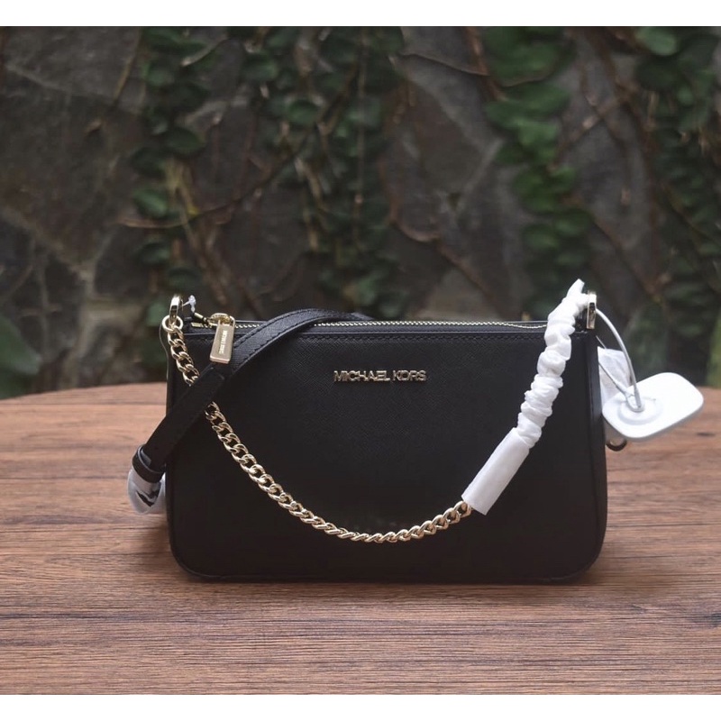 MK JET SET TRAVEL ZIP MEDIUM POUCHETTE BLACK