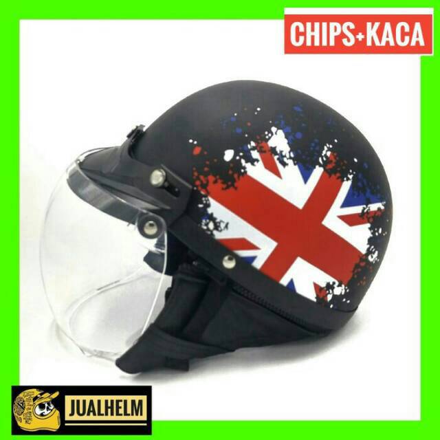 Helm Chips Premium + Kaca Bubble (Helm Vespa/Helm Retro/Helm Chip/Helm Klasik)