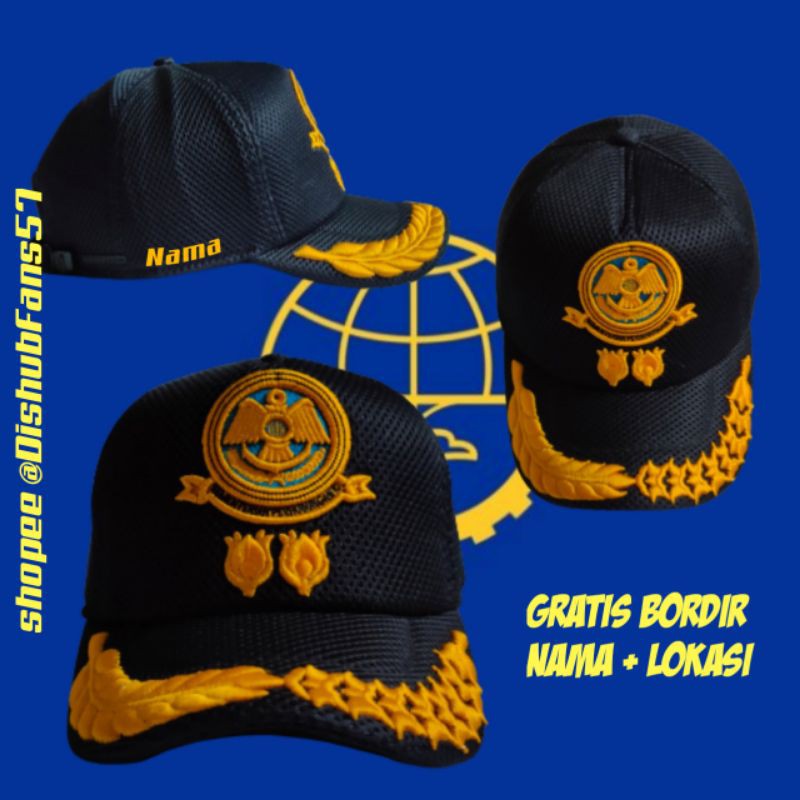 Topi Dishub Bunga Dua - Gol 4B Jaring Full Bordir