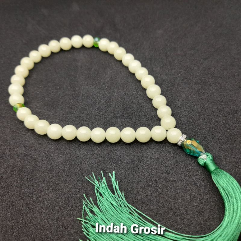 TASBIH BATU POSPOR HIJAU 33BUTIR 8MM NATURAL