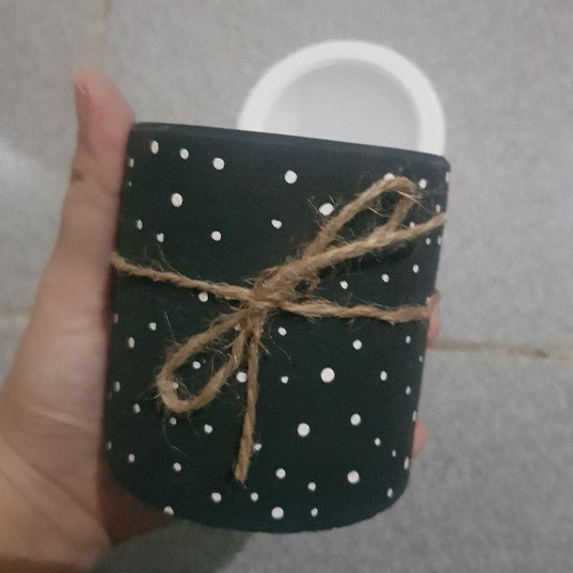 Pot Sukulen/kaktus Black White Dotted D:8cm