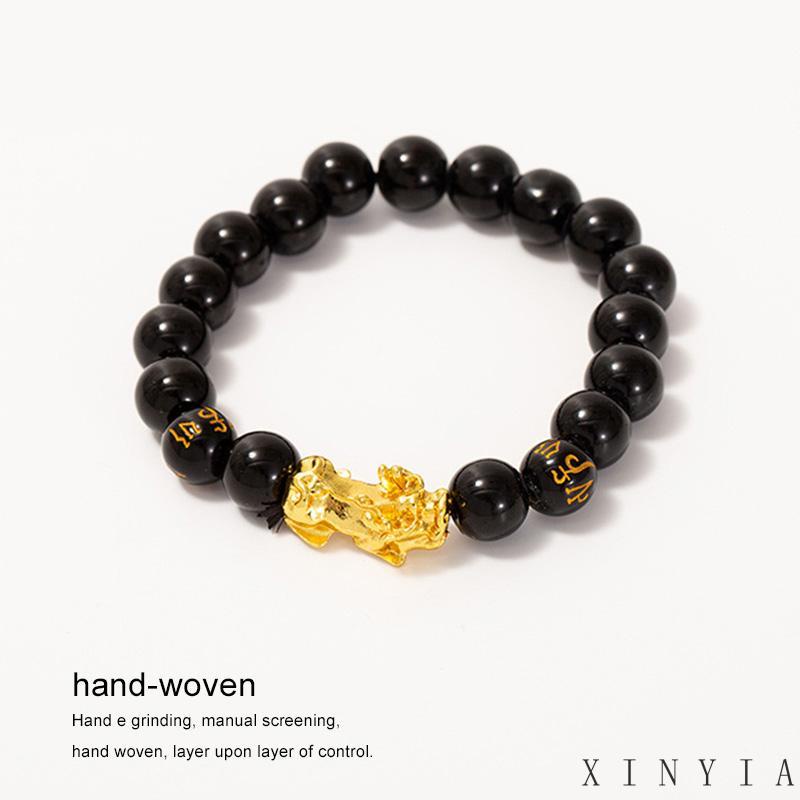 Xia.id Gelang Manik Obsidian Imitasi Pendan Mantra Untuk Pria