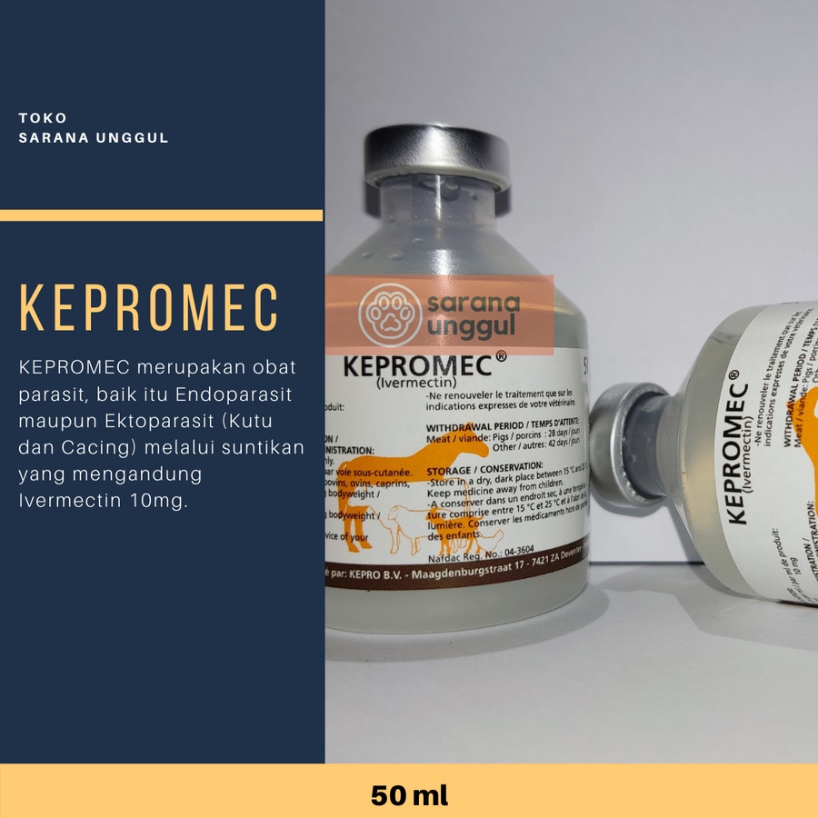 KEPROMEC HOLLAND Injeksi 50 ml Obat Kutu, Scabies, Gudig, & Cacing Untuk Hewan