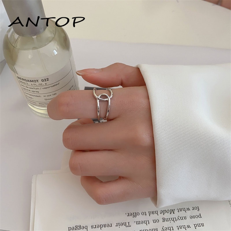 1 Pc Korea Hip Hop Keren Geometris Bulat Cross Cincin Sederhana Fashion Perhiasan Unisex ANTOP