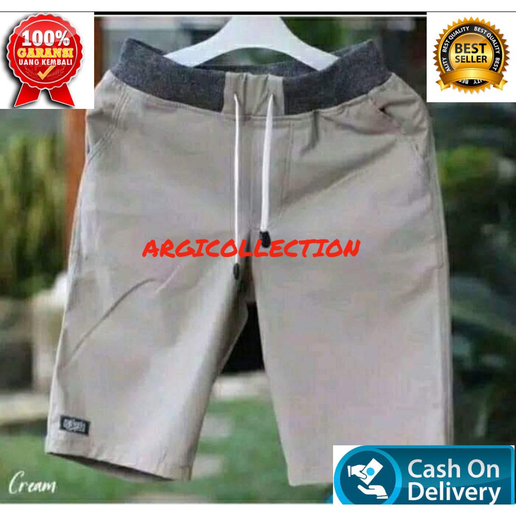 [BIG SIZE] CELANA CHINO PENDEK PRIA PINGGANG KARET / RIP KATUN TWILL PREMIUM SURFING SANTAI