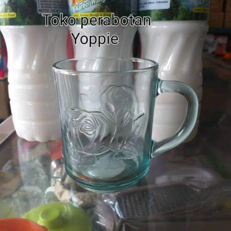 Gelas Kopi / Gelas Polos Gagang Satu Lusin (12 Pcs)