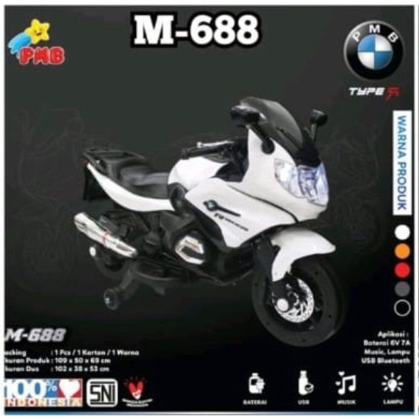Khusus Ekspedisi Motor Aki Mainan Anak Remote Control PMB TOYS M688 TYPE R 6 Volt 7AH Garansi Original SNI COD-2