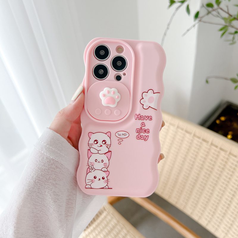 Soft Case Pelindung Kamera Motif Kucing Pink Untuk IPhone 11 12 13 14 Pro Max