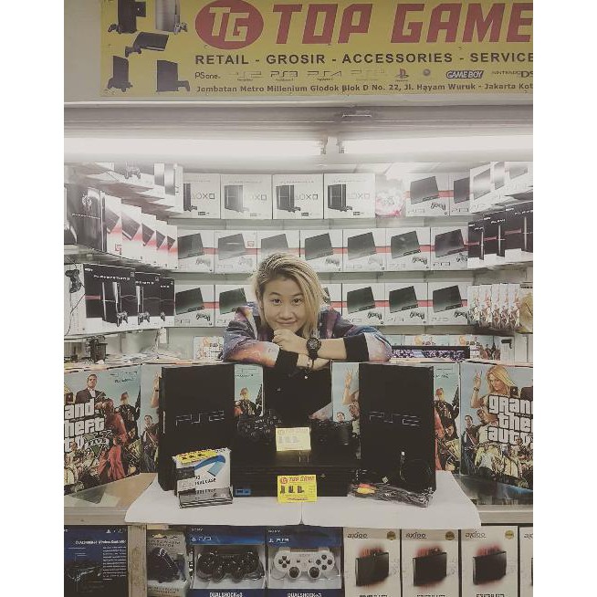 PROMO HARI INI  PAKET KOMPLIT Playstation PS2 Sony FAT + Hdd 40GB + 2 Stick Getar 1DT