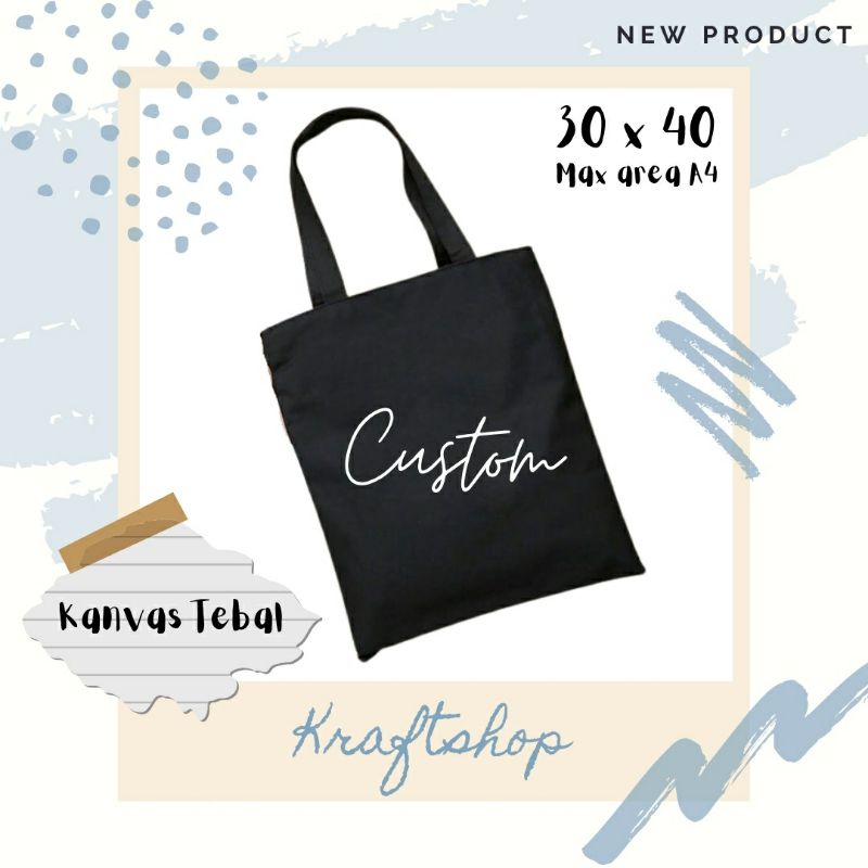 Totebag Tas Kanvas Hitam Tebal Custom