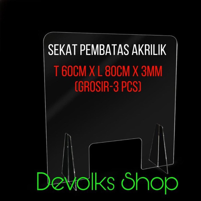 PARTISI / SEKAT / PEMBATAS MEJA AKRILIK TEBAL 60x80x3MM TABLE DIVIDER