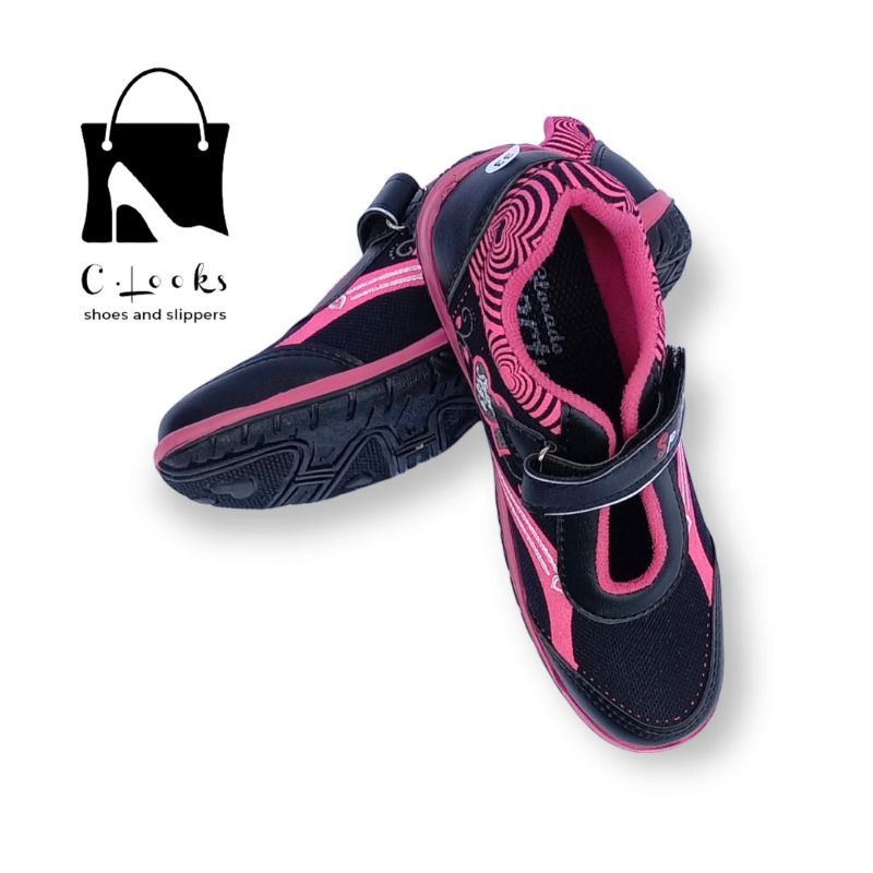 Sporty BR Love Sepatu Anak Perempuan Size 31-35 Hitam Pink