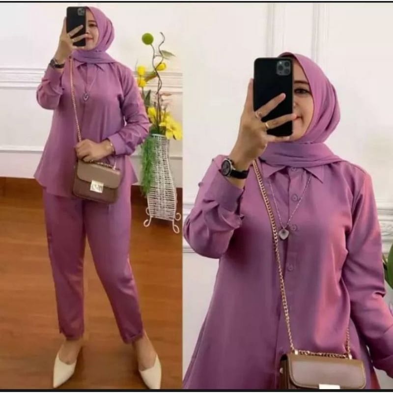ONE SET KEMEJA WANITA / ONE SET BAJU SETELAN WANITA TERBARU / SETELAN KEMEJA WANITA / SETELAN WANITA
