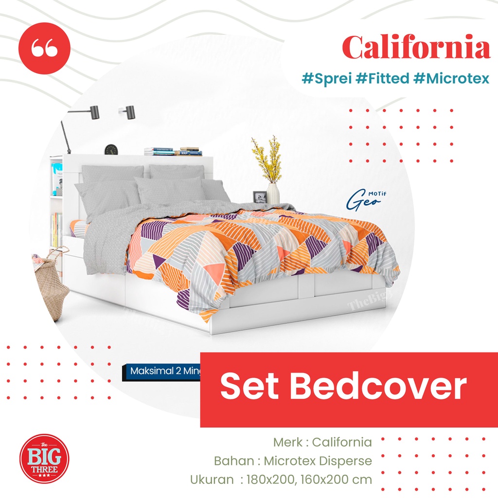 CALIFORNIA Set Bedcover 180x200 / 160x200 motif Mallory Cosmo Tory Orly Ziggy Malva Omera Kaz Myra Lexxa  Loop Mosaic  Mirah Paris Puzzle Sheila Madras Mada Star Stripe USA - King Size 180 BC FLAT