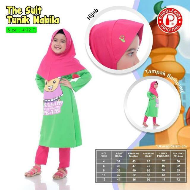 Baju Anak Perempuan Muslim Tunik NABILA PADDLE KIDS Usia 4 sd 12 Tahun