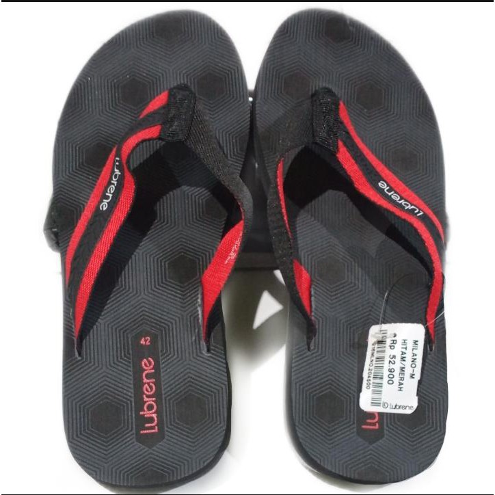 (GLOSIR DAN ECERAN) Lubrene Milano Hitam Merah Size 38-43 / Sandal Terbaru 2020 / Sandal Casual