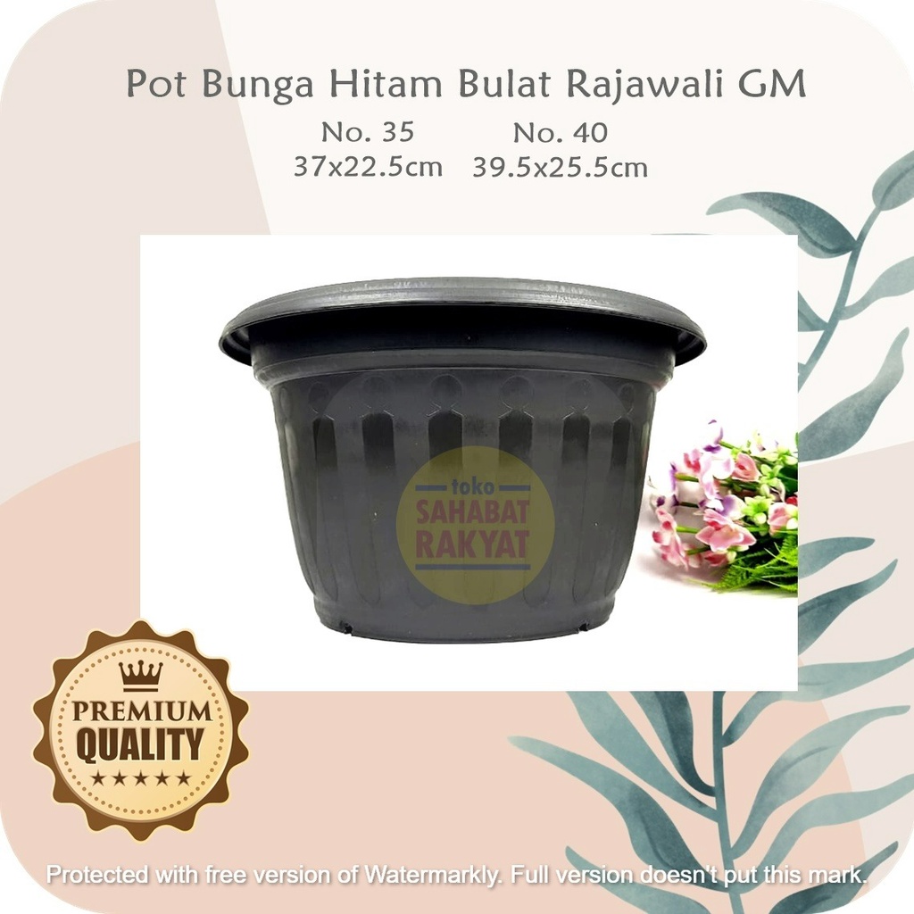 RML764Y2 - Pot Bunga Bulat Hitam Rajawali GM