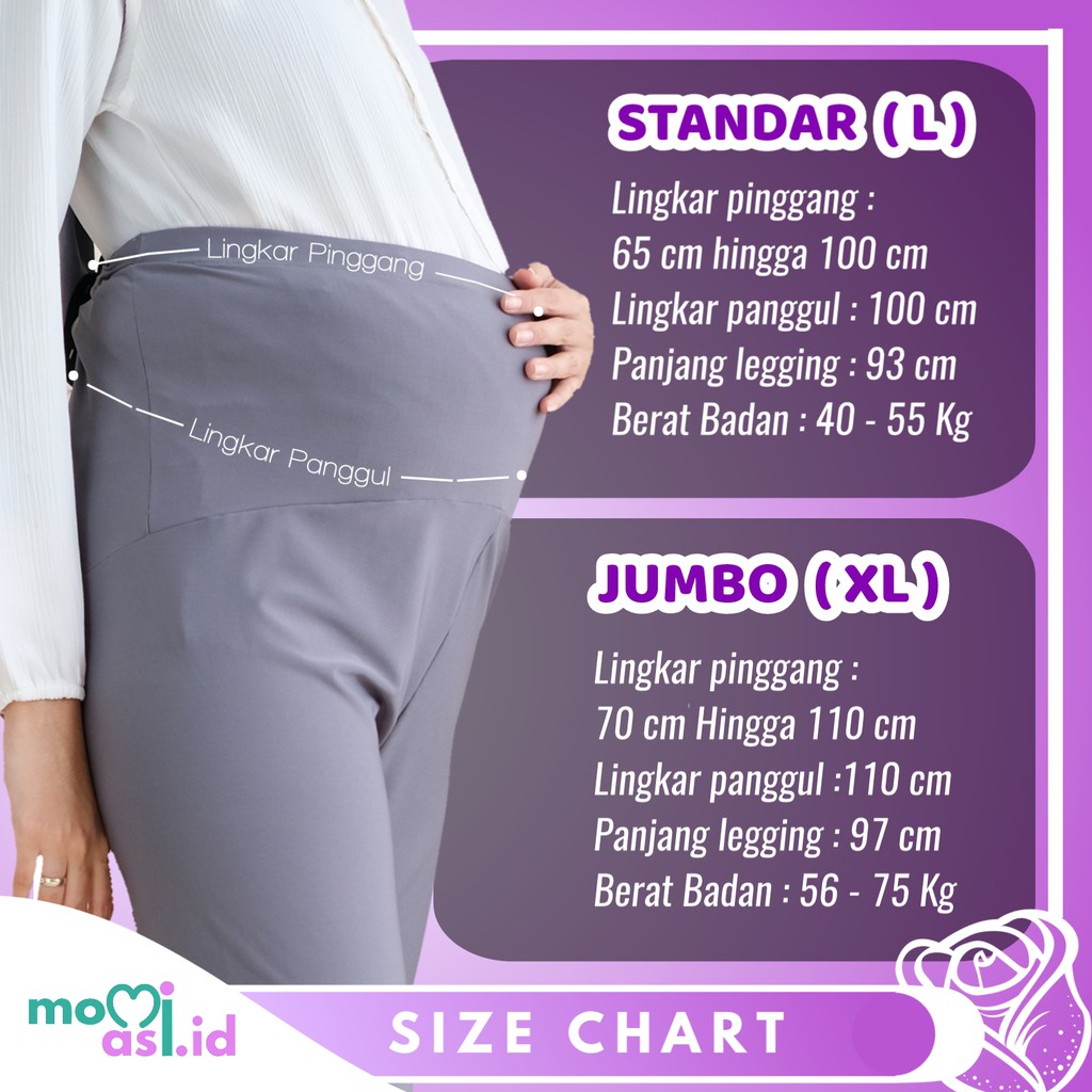 Momiasi - Celana Legging Hamil Wanita Panjang Kekinian Leging Jumbo Ibu Bumil Maternity Legging Premium Hitam