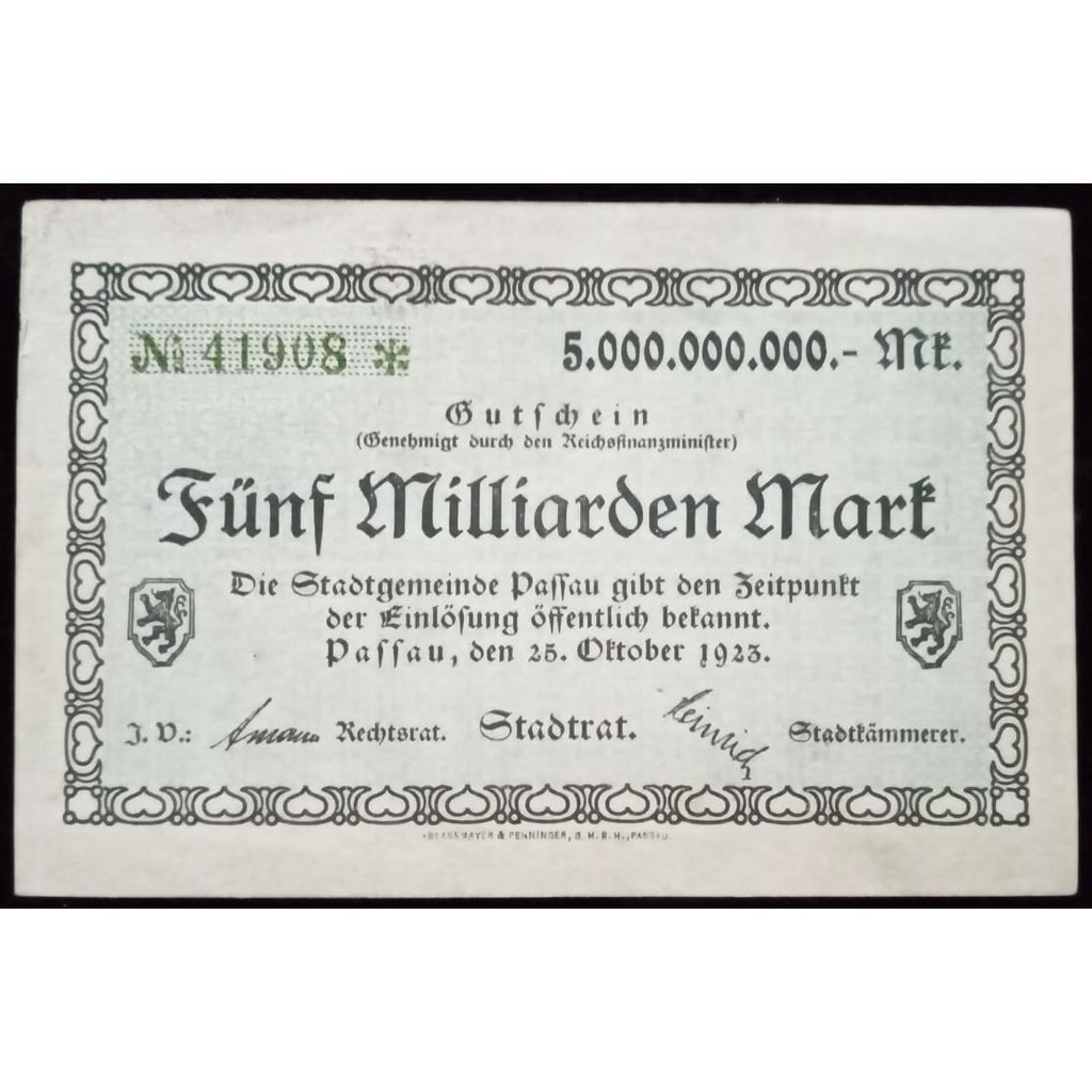 Uang Kuno Jerman 5 Milyar Mark 1923 Uniface