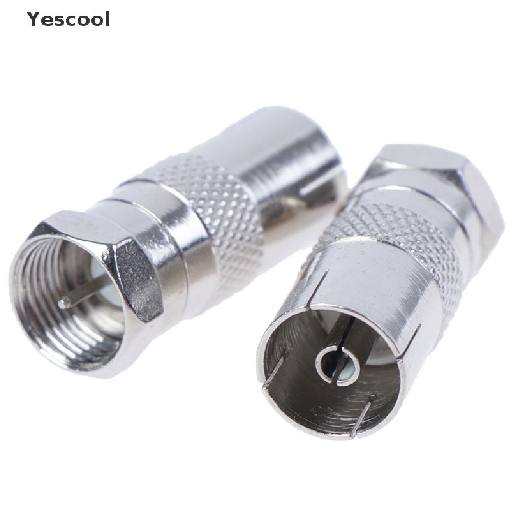 Yescool 2Pcs Adapter Konektor Socket Tipe F Male Ke RF Coax Aerial Female Untuk TV