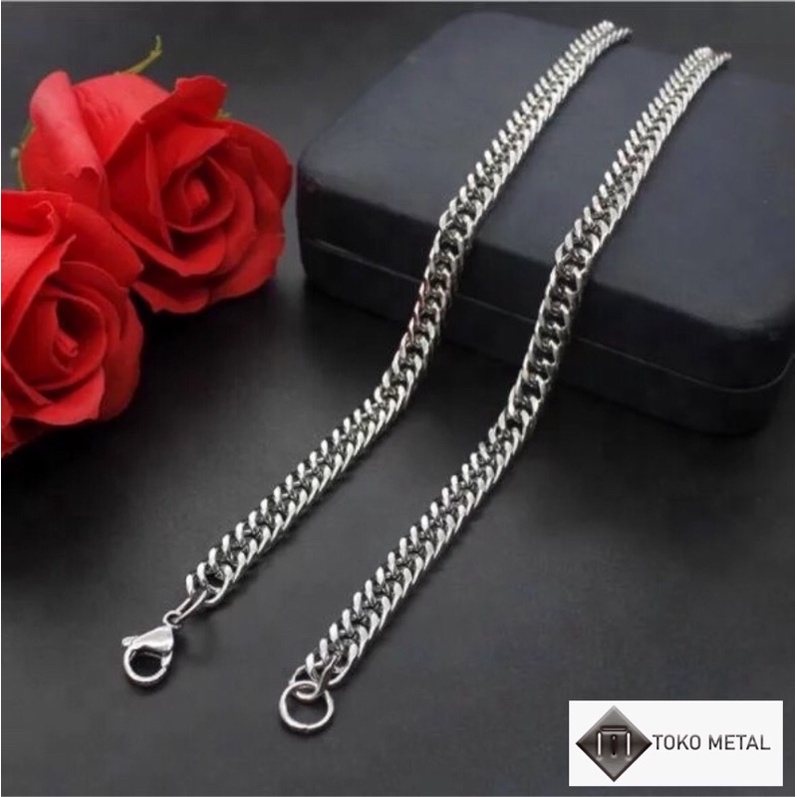 Kalung 100%Titanium Rantai Pria Anti Karat 45 Cm 50 Cm 60 Cm [ Toko Metal ]