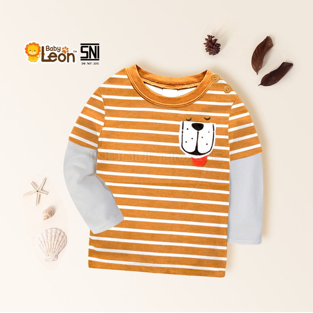 Kaos Anak Bayi Lengan Panjang Laki Laki 0-1th BABY LEON Baju Bayi Atasan Anak Baru Lahir 3 Bulan 6 Bulan 1 Tahun Laki Laki cowok Baju Tidur Piyama Anak Bayi ATP-11