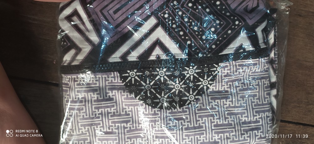 Ada Jumbo Tunik Seling Zipper Mono Batik Modern Kantor Monochrome Seragaman Kerja Mozaik Monokrom