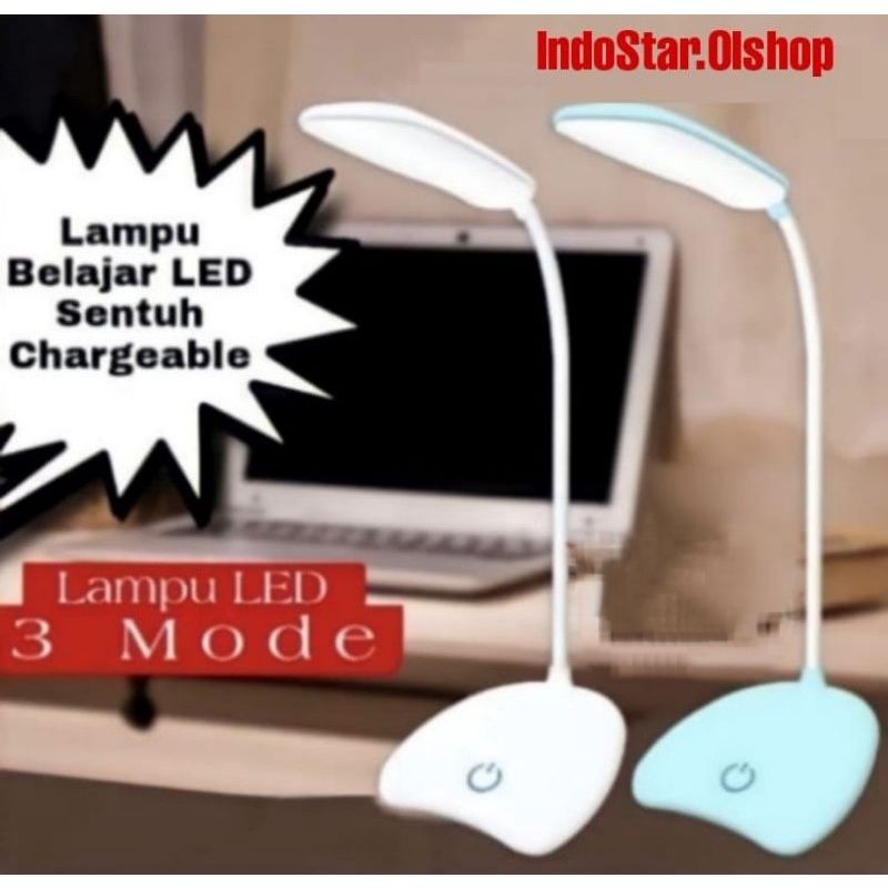 Lampu Belajar Cas / Lampu Meja LED 3 Mode Sentuh Eyelash Extension Baca⭐ IndoStar ⭐