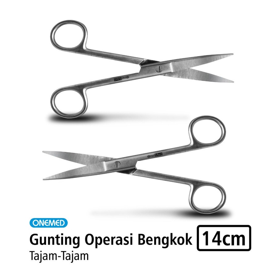 Gunting Operasi Bengkok 14 cm Stainless Steel Tajam-Tajam OneMed OJ2