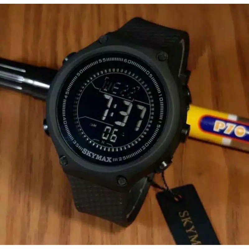 JAM TANGAN PRIA DIGITAL SKYMAX STRAP SILIKON TAHAN AIR 30M