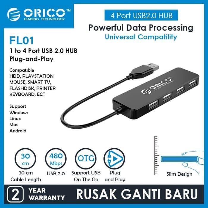 Orico FL01 USB HUB 4 Port USB 2.0 - Slim Design ORICO FL01