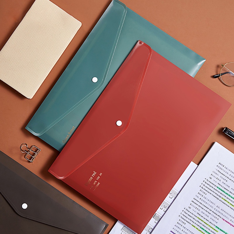 1 Pc Tas Penyimpanan File Dokumen Ukuran A4 Warna Acak Tahan Air Tahan Lama Dengan Kancing Jepret Untuk Kantor Sekolah