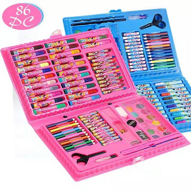 Stationery set pensil crayon dan cat air isi 86 Lengkap