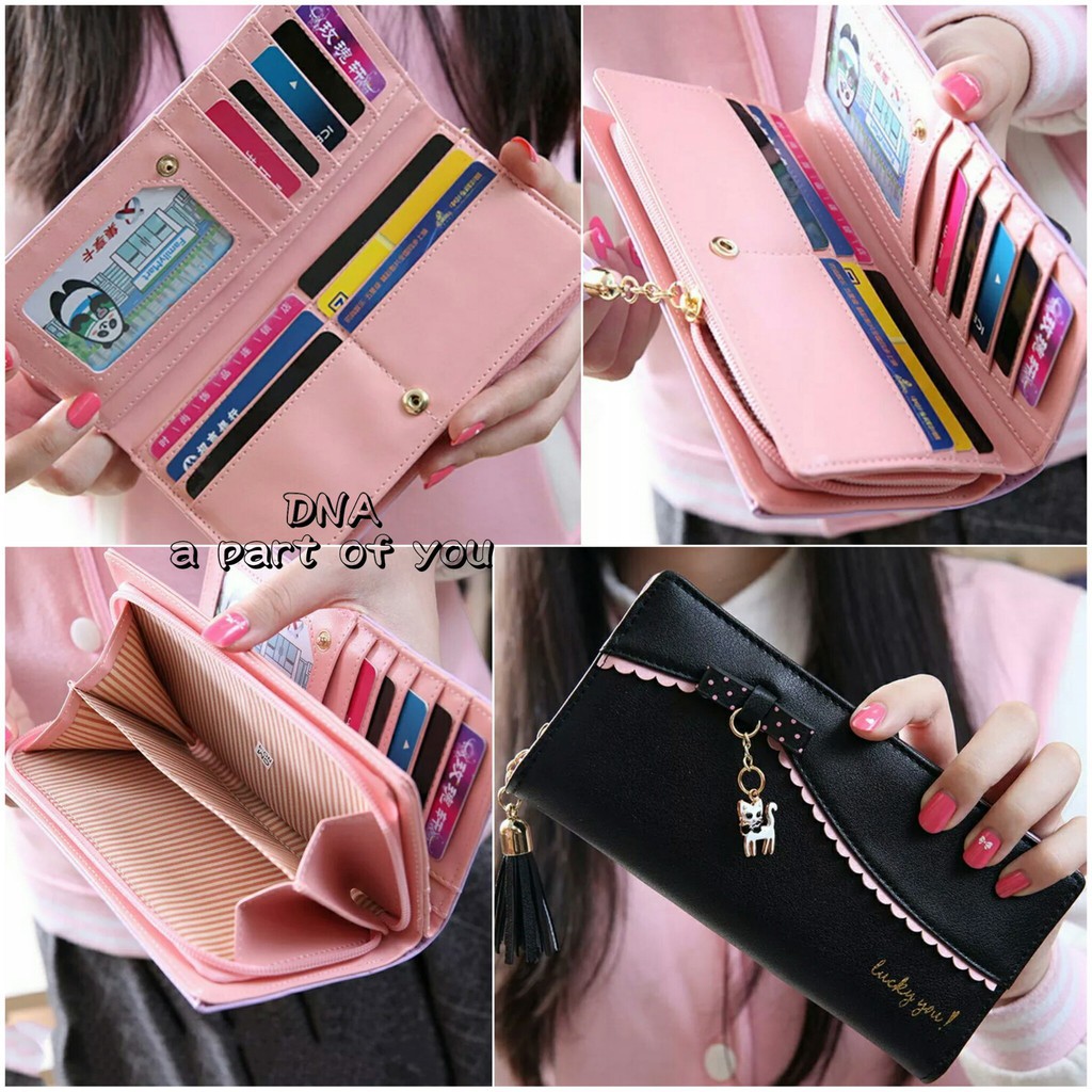 A1 Promo Dompet Wanita Lucu Elegan Bahan Taiga Ukuran 19x9 Warna Ungu Tosca Biru Hitam Fanta Murah