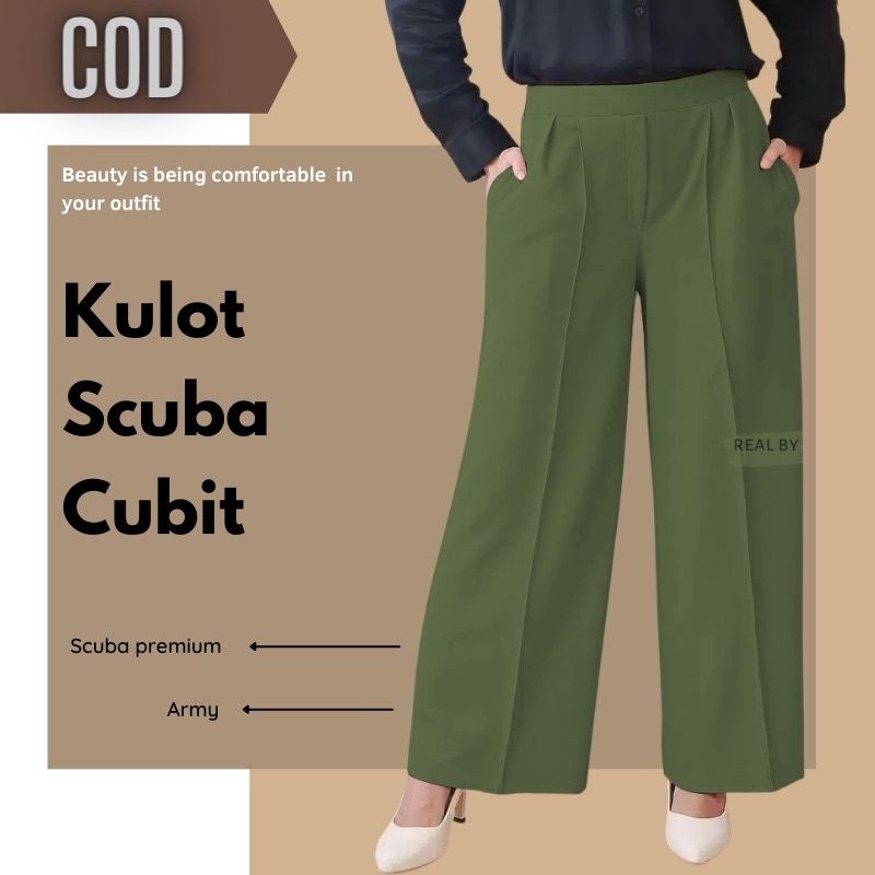 Kulot Scuba Cubit Jumbo XXXL Premium Tebal  Celana Panjang Wanita Dewasa Jumbo Cullotte