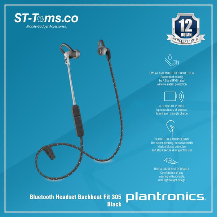 Plantronics Bluetooth Headset Backbeat Fit 305 - Black